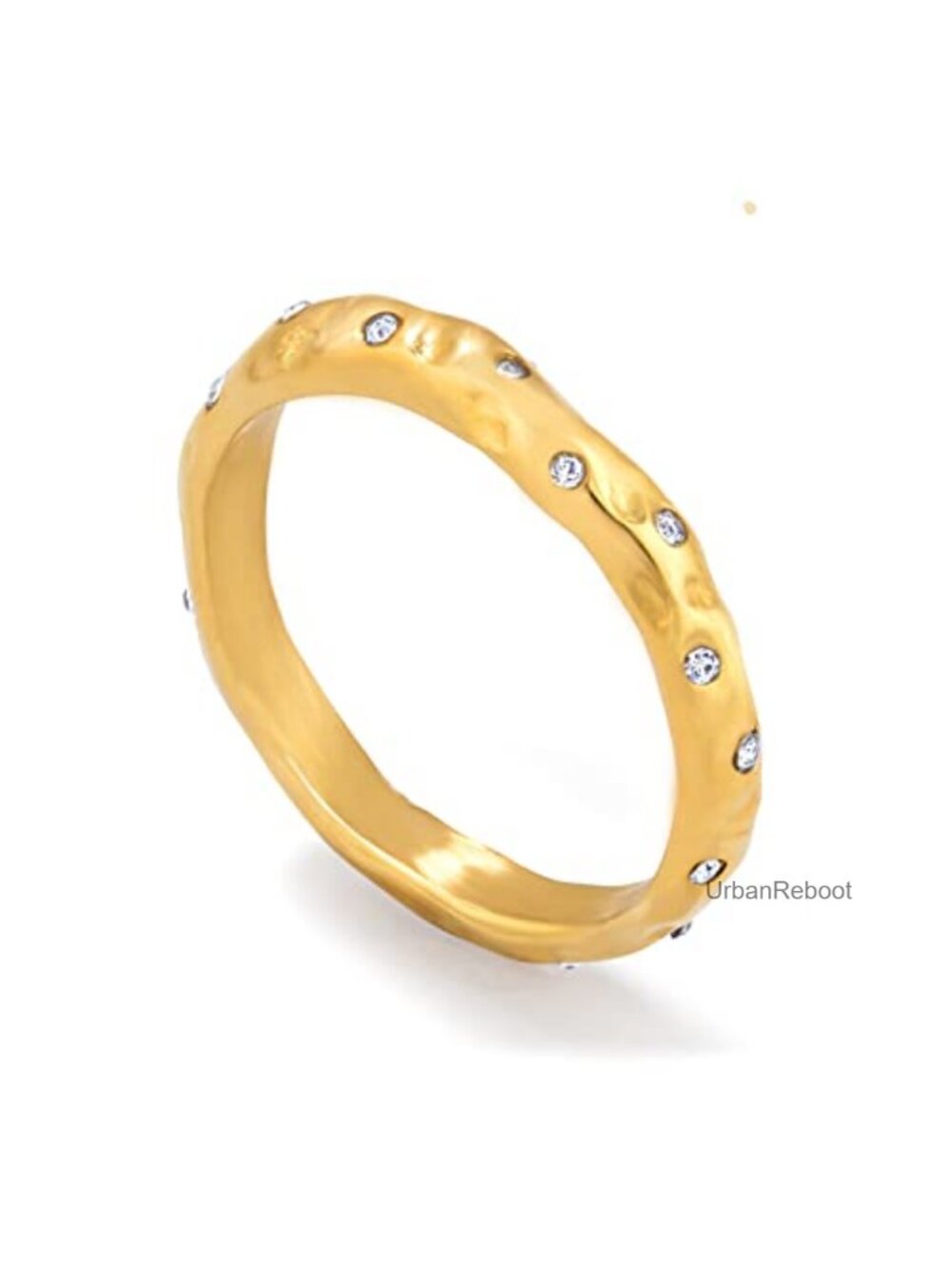 18K Gold Plated Stacking Rings for Women, Dainty Slim Non-Tarnish Stainless